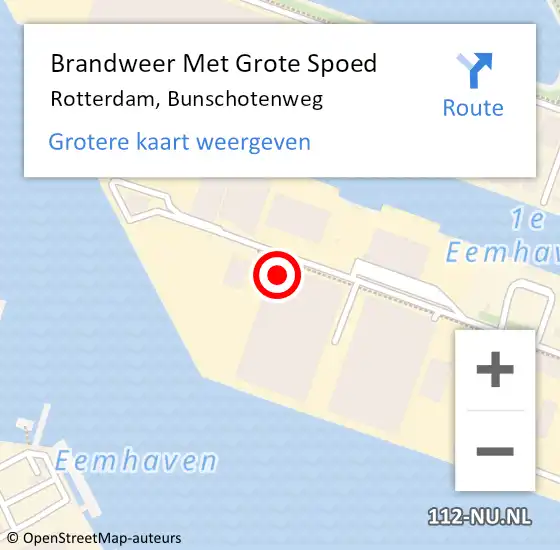 Locatie op kaart van de 112 melding: Brandweer Met Grote Spoed Naar Rotterdam, Bunschotenweg op 23 februari 2024 09:05