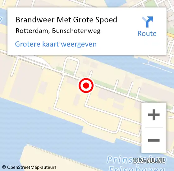Locatie op kaart van de 112 melding: Brandweer Met Grote Spoed Naar Rotterdam, Bunschotenweg op 23 februari 2024 09:06