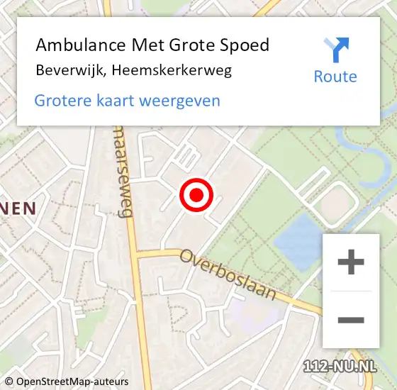 Locatie op kaart van de 112 melding: Ambulance Met Grote Spoed Naar Beverwijk, Heemskerkerweg op 23 februari 2024 09:10