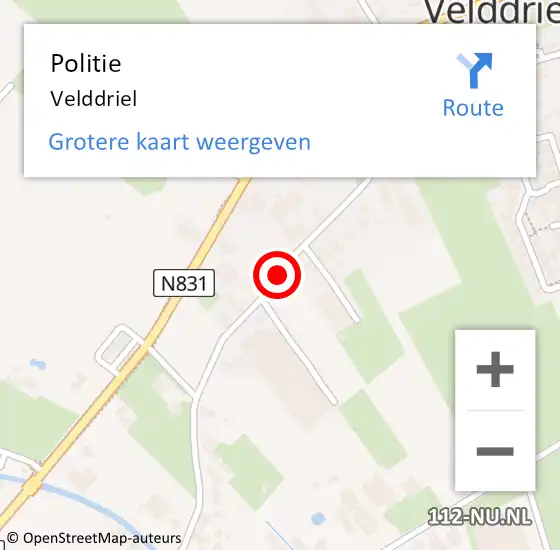 Locatie op kaart van de 112 melding: Politie Velddriel op 23 februari 2024 09:45