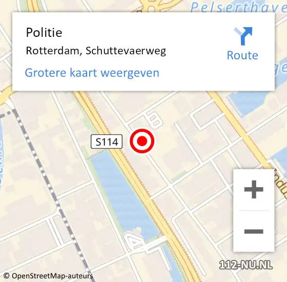 Locatie op kaart van de 112 melding: Politie Rotterdam, Schuttevaerweg op 23 februari 2024 09:47