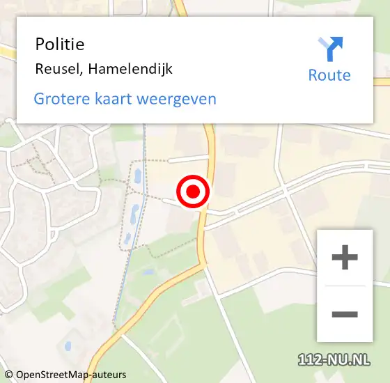 Locatie op kaart van de 112 melding: Politie Reusel, Hamelendijk op 23 februari 2024 10:57