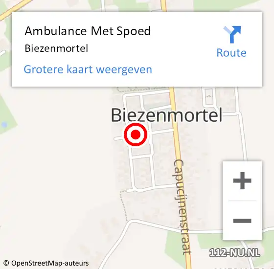 Locatie op kaart van de 112 melding: Ambulance Met Spoed Naar Biezenmortel op 23 februari 2024 11:15