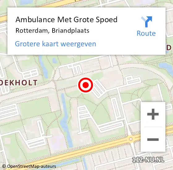 Locatie op kaart van de 112 melding: Ambulance Met Grote Spoed Naar Rotterdam, Briandplaats op 23 februari 2024 12:03
