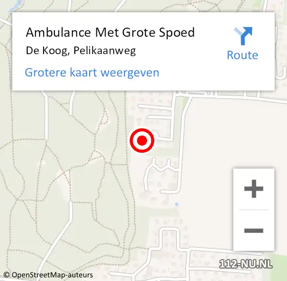 Locatie op kaart van de 112 melding: Ambulance Met Grote Spoed Naar De Koog, Pelikaanweg op 23 februari 2024 12:07