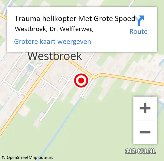 Locatie op kaart van de 112 melding: Trauma helikopter Met Grote Spoed Naar Westbroek, Dr. Welfferweg op 23 februari 2024 12:28