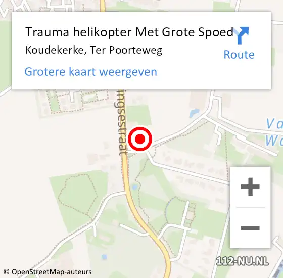 Locatie op kaart van de 112 melding: Trauma helikopter Met Grote Spoed Naar Koudekerke, Ter Poorteweg op 23 februari 2024 12:36