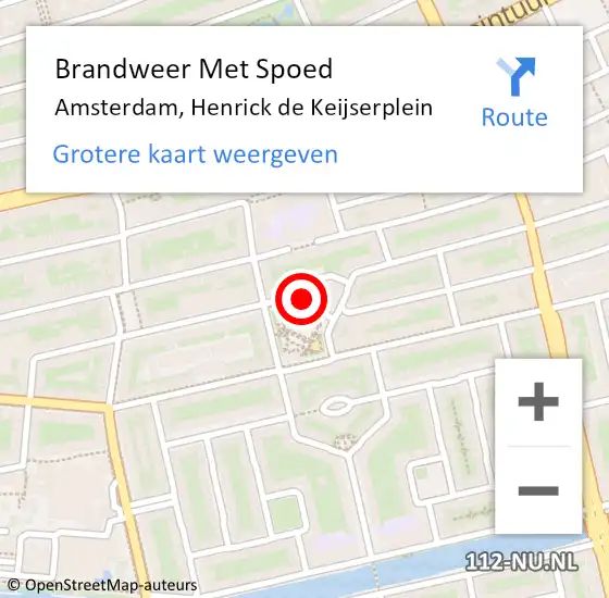 Locatie op kaart van de 112 melding: Brandweer Met Spoed Naar Amsterdam, Henrick de Keijserplein op 23 februari 2024 12:56
