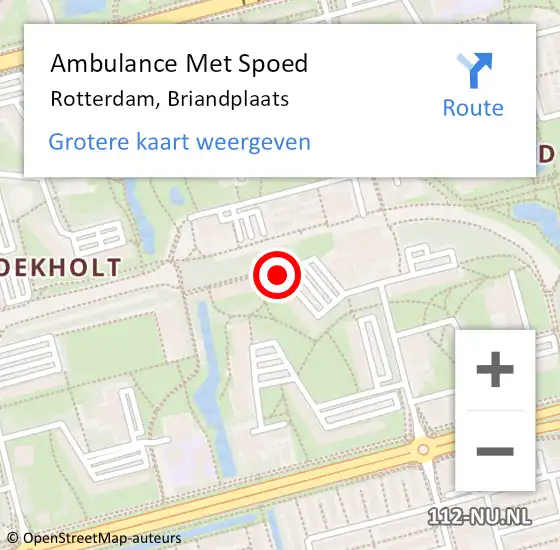 Locatie op kaart van de 112 melding: Ambulance Met Spoed Naar Rotterdam, Briandplaats op 23 februari 2024 13:07