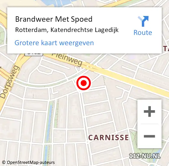 Locatie op kaart van de 112 melding: Brandweer Met Spoed Naar Rotterdam, Katendrechtse Lagedijk op 23 februari 2024 13:22