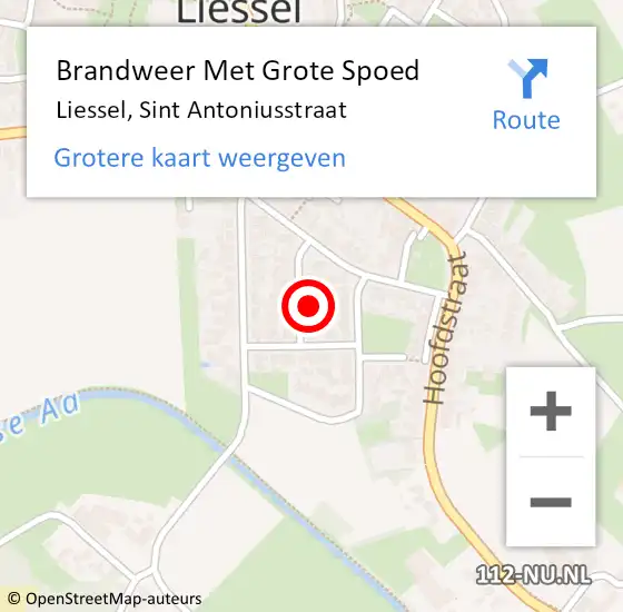 Locatie op kaart van de 112 melding: Brandweer Met Grote Spoed Naar Liessel, Sint Antoniusstraat op 23 februari 2024 13:31