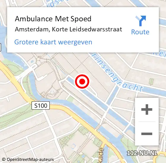 Locatie op kaart van de 112 melding: Ambulance Met Spoed Naar Amsterdam, Korte Leidsedwarsstraat op 23 februari 2024 13:45