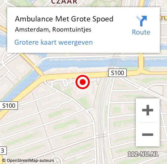 Locatie op kaart van de 112 melding: Ambulance Met Grote Spoed Naar Amsterdam, Roomtuintjes op 23 februari 2024 13:53