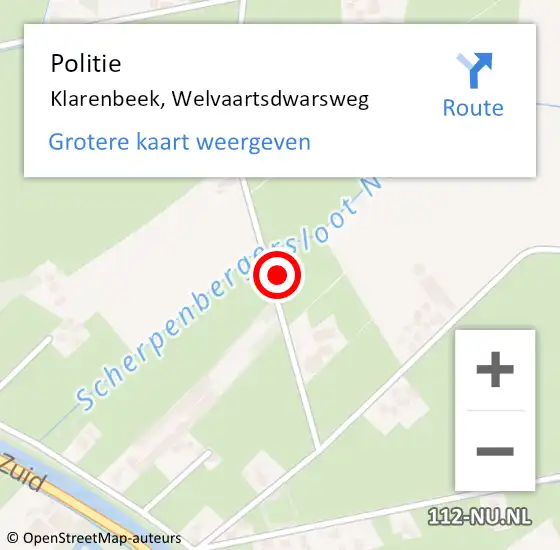 Locatie op kaart van de 112 melding: Politie Klarenbeek, Welvaartsdwarsweg op 23 februari 2024 13:57