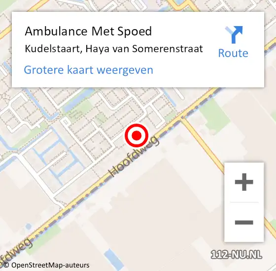 Locatie op kaart van de 112 melding: Ambulance Met Spoed Naar Kudelstaart, Haya van Somerenstraat op 23 februari 2024 14:07