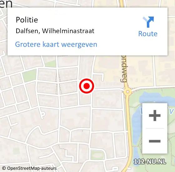 Locatie op kaart van de 112 melding: Politie Dalfsen, Wilhelminastraat op 23 februari 2024 14:12