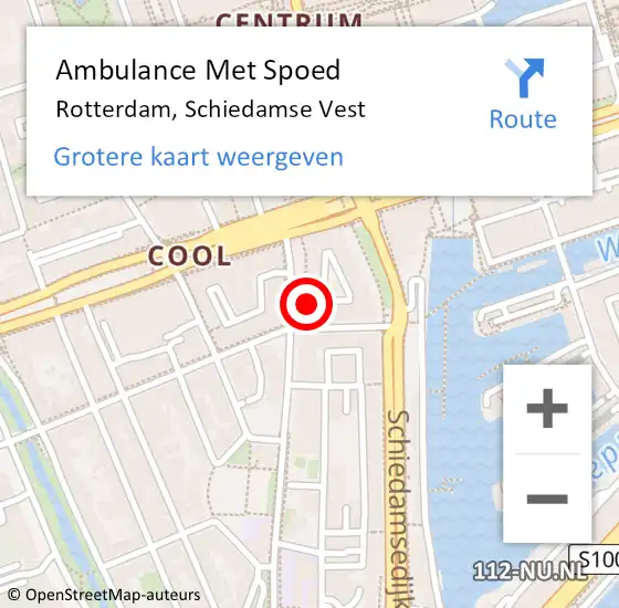 Locatie op kaart van de 112 melding: Ambulance Met Spoed Naar Rotterdam, Schiedamse Vest op 23 februari 2024 14:13