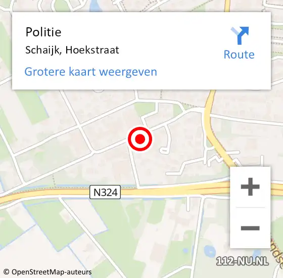 Locatie op kaart van de 112 melding: Politie Schaijk, Hoekstraat op 23 februari 2024 14:38