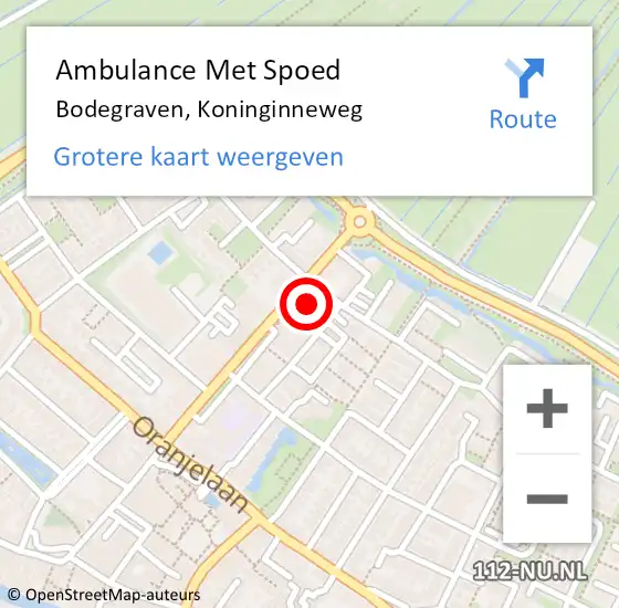 Locatie op kaart van de 112 melding: Ambulance Met Spoed Naar Bodegraven, Koninginneweg op 23 februari 2024 14:39