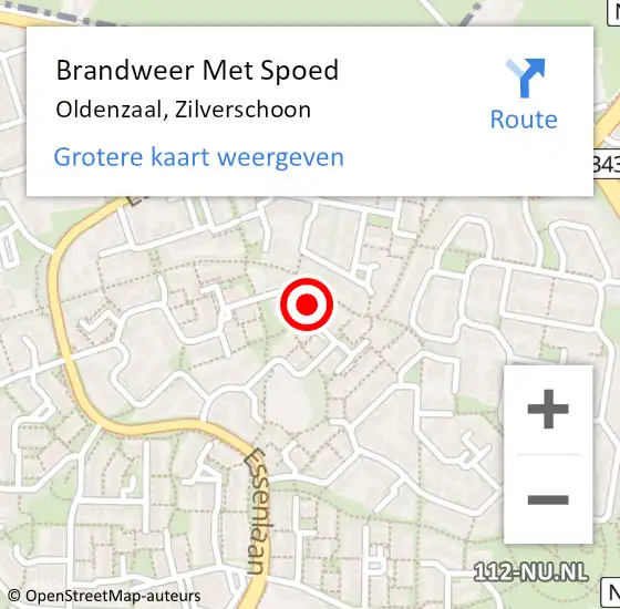 Locatie op kaart van de 112 melding: Brandweer Met Spoed Naar Oldenzaal, Zilverschoon op 23 februari 2024 15:07