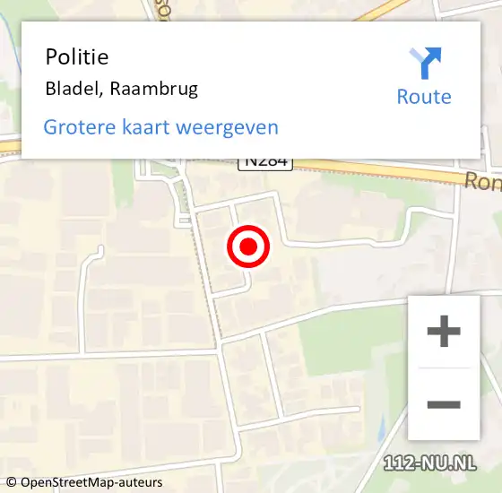 Locatie op kaart van de 112 melding: Politie Bladel, Raambrug op 23 februari 2024 15:36