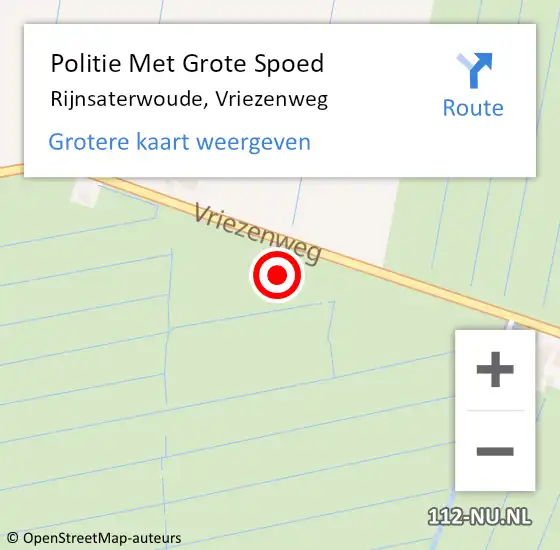 Locatie op kaart van de 112 melding: Politie Met Grote Spoed Naar Rijnsaterwoude, Vriezenweg op 23 februari 2024 15:50