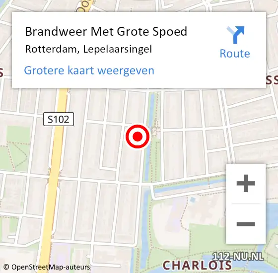 Locatie op kaart van de 112 melding: Brandweer Met Grote Spoed Naar Rotterdam, Lepelaarsingel op 23 februari 2024 16:53