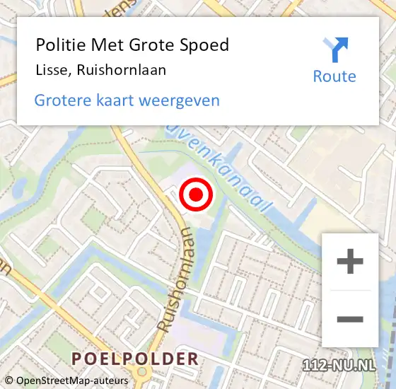 Locatie op kaart van de 112 melding: Politie Met Grote Spoed Naar Lisse, Ruishornlaan op 23 februari 2024 17:07