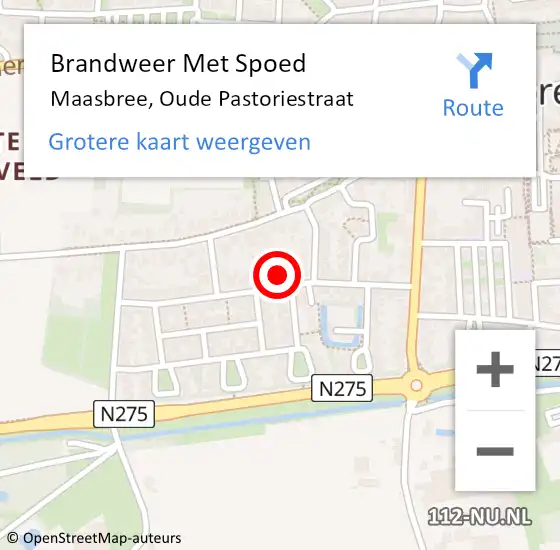 Locatie op kaart van de 112 melding: Brandweer Met Spoed Naar Maasbree, Oude Pastoriestraat op 23 februari 2024 17:36