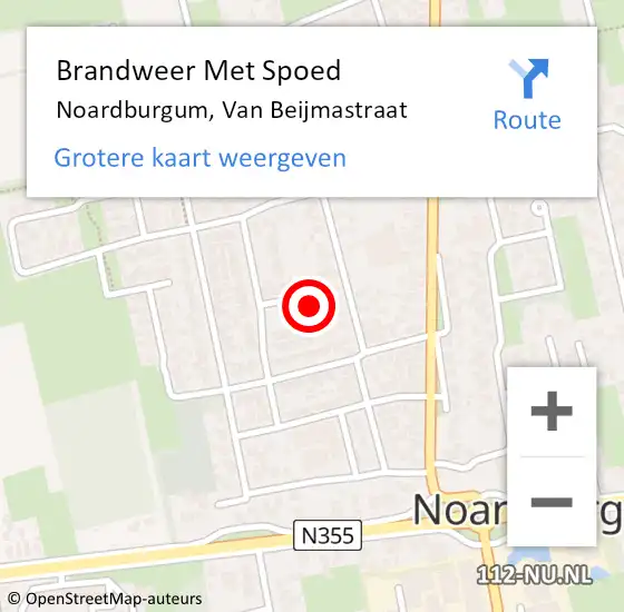 Locatie op kaart van de 112 melding: Brandweer Met Spoed Naar Noardburgum, Van Beijmastraat op 23 februari 2024 17:50