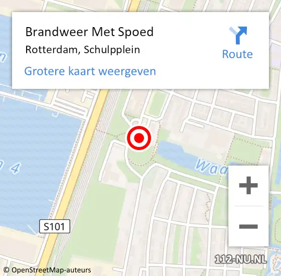 Locatie op kaart van de 112 melding: Brandweer Met Spoed Naar Rotterdam, Schulpplein op 23 februari 2024 18:25