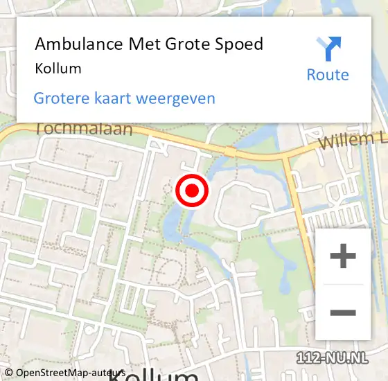 Locatie op kaart van de 112 melding: Ambulance Met Grote Spoed Naar Kollum op 23 februari 2024 18:57
