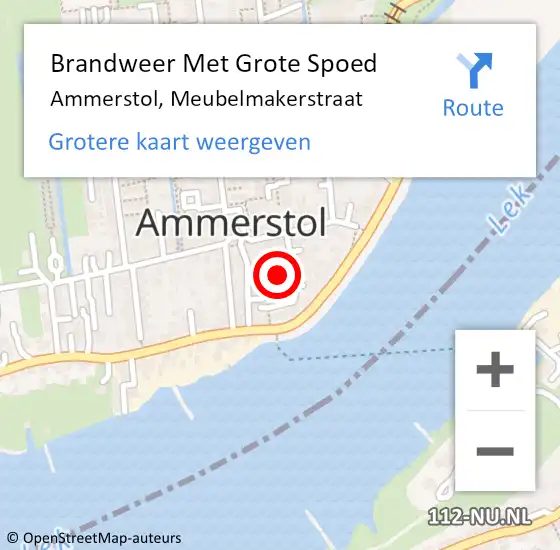 Locatie op kaart van de 112 melding: Brandweer Met Grote Spoed Naar Ammerstol, Meubelmakerstraat op 23 februari 2024 19:07