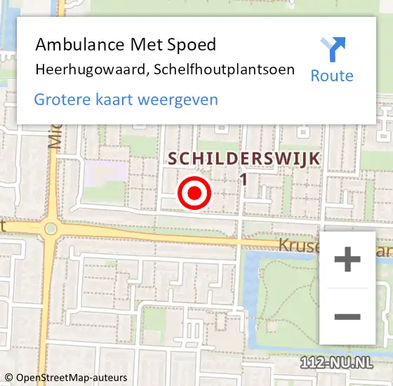 Locatie op kaart van de 112 melding: Ambulance Met Spoed Naar Heerhugowaard, Schelfhoutplantsoen op 23 februari 2024 20:10