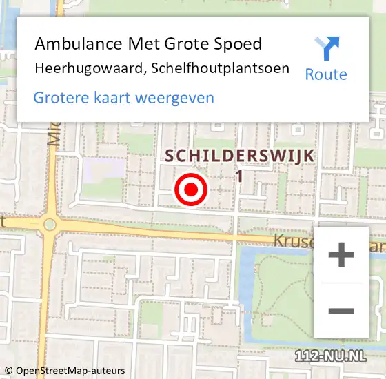 Locatie op kaart van de 112 melding: Ambulance Met Grote Spoed Naar Heerhugowaard, Schelfhoutplantsoen op 23 februari 2024 20:31