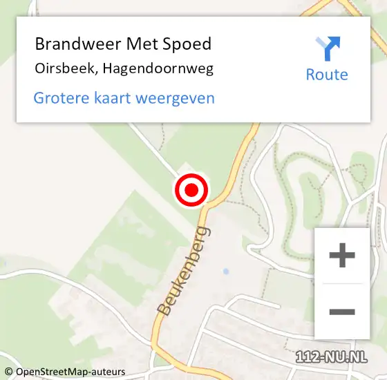 Locatie op kaart van de 112 melding: Brandweer Met Spoed Naar Oirsbeek, Hagendoornweg op 23 februari 2024 20:47