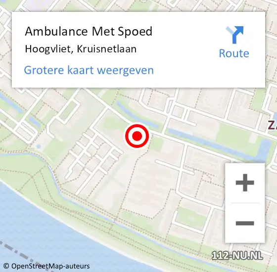 Locatie op kaart van de 112 melding: Ambulance Met Spoed Naar Hoogvliet, Kruisnetlaan op 23 februari 2024 21:40