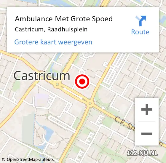 Locatie op kaart van de 112 melding: Ambulance Met Grote Spoed Naar Castricum, Raadhuisplein op 23 februari 2024 21:53