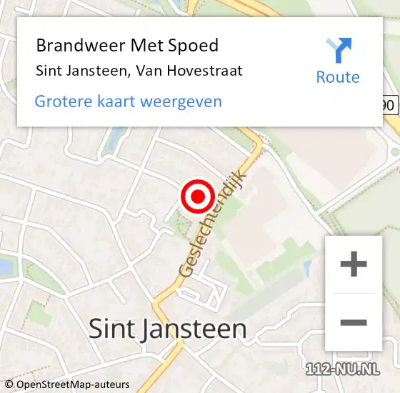 Locatie op kaart van de 112 melding: Brandweer Met Spoed Naar Sint Jansteen, Van Hovestraat op 23 februari 2024 22:10