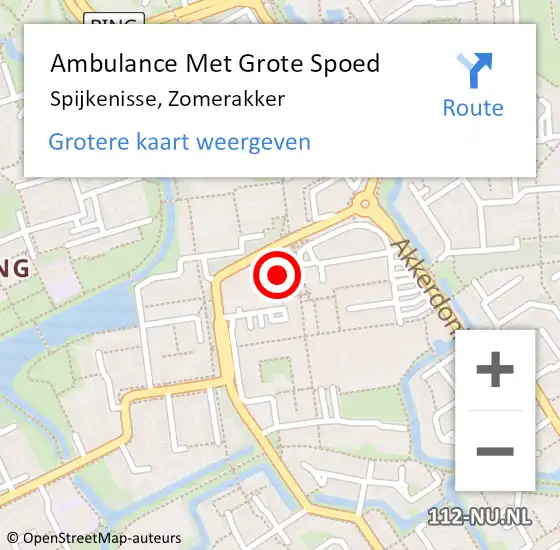 Locatie op kaart van de 112 melding: Ambulance Met Grote Spoed Naar Spijkenisse, Zomerakker op 23 februari 2024 22:20
