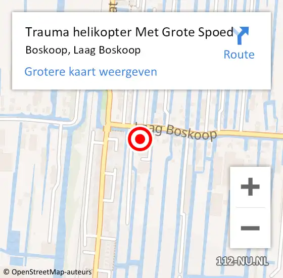 Locatie op kaart van de 112 melding: Trauma helikopter Met Grote Spoed Naar Boskoop, Laag Boskoop op 23 februari 2024 22:22