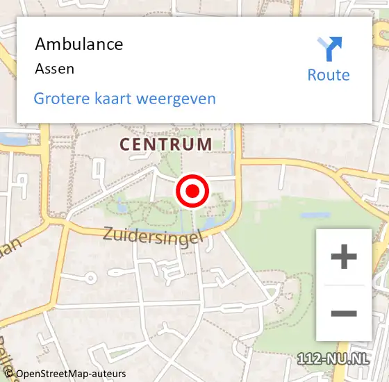 Locatie op kaart van de 112 melding: Ambulance Assen op 23 februari 2024 22:22