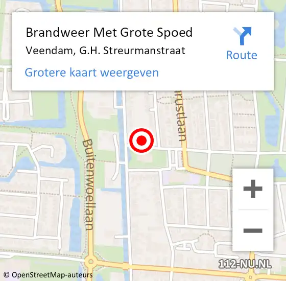 Locatie op kaart van de 112 melding: Brandweer Met Grote Spoed Naar Veendam, G.H. Streurmanstraat op 23 februari 2024 22:52