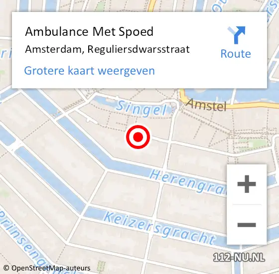 Locatie op kaart van de 112 melding: Ambulance Met Spoed Naar Amsterdam, Reguliersdwarsstraat op 24 februari 2024 00:15