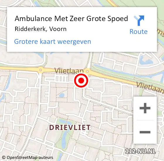 Locatie op kaart van de 112 melding: Ambulance Met Zeer Grote Spoed Naar Ridderkerk, Voorn op 24 februari 2024 00:53