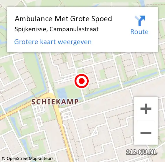 Locatie op kaart van de 112 melding: Ambulance Met Grote Spoed Naar Spijkenisse, Campanulastraat op 24 februari 2024 01:21
