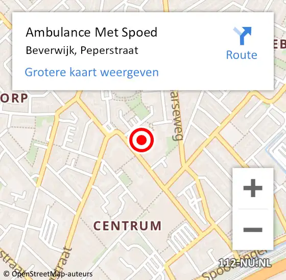Locatie op kaart van de 112 melding: Ambulance Met Spoed Naar Beverwijk, Peperstraat op 24 februari 2024 01:26