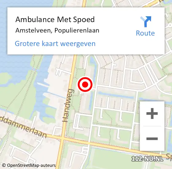 Locatie op kaart van de 112 melding: Ambulance Met Spoed Naar Amstelveen, Populierenlaan op 24 februari 2024 03:42