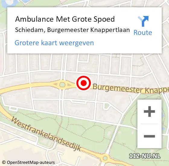 Locatie op kaart van de 112 melding: Ambulance Met Grote Spoed Naar Schiedam, Burgemeester Knappertlaan op 24 februari 2024 03:51