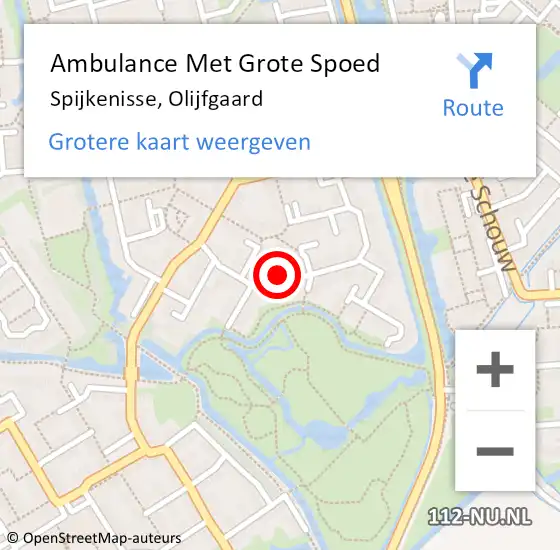 Locatie op kaart van de 112 melding: Ambulance Met Grote Spoed Naar Spijkenisse, Olijfgaard op 24 februari 2024 05:30